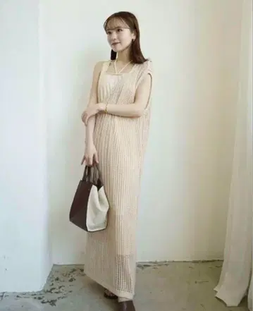 acka. half mesh knit one-piece