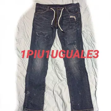 1PIU1UGUALE3 데미지 릴랙스 핏 데님 XL