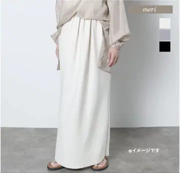 meri 미일리 컷 조젯 개더 코쿤 스커트 아이보리