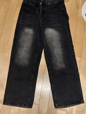블랙 데님 와이드 레그