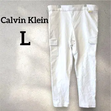 레어 CalvinKlein [ L ] 화이트 캐주얼 팬츠 사이드 포켓