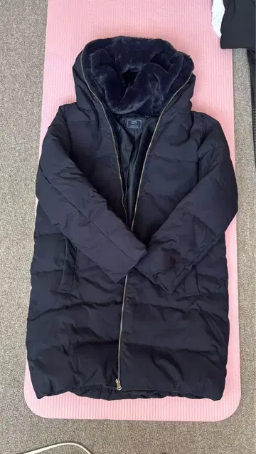 네이비 플리스 안감 롱 코트