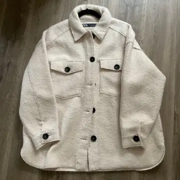 ZARA 아이보리 버튼 셔츠 자켓 L