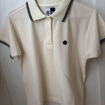 MARY QUANT 반팔 피케 셔츠 크림색