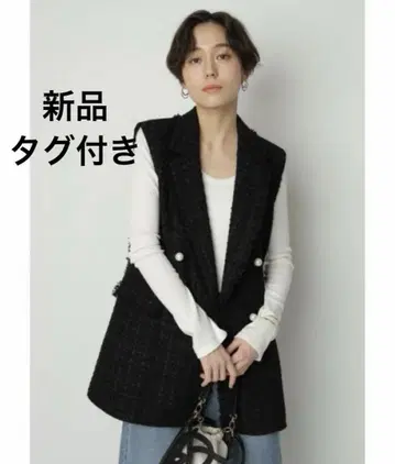 새상품 아르페쥬 스토리 트위드 테일러드 조끼