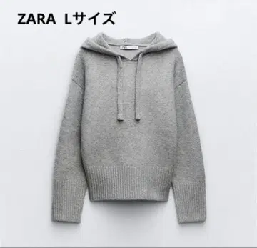 ZARA 후드 부착 그레이 니트 스웨터