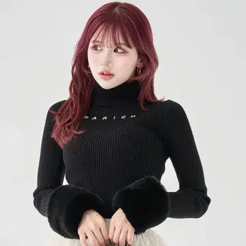 다리치 스무스 퍼 리브 니트탑 BLK