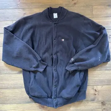 90년대 챔피온 리버스 위브 맨투맨 스냅 가디건 블랙