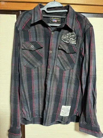 VANSON LEATHERS 체크 무늬 긴팔 셔츠