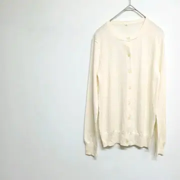 아이보리 버튼 가디건 M 앞면 버튼 울 100% 오피스
