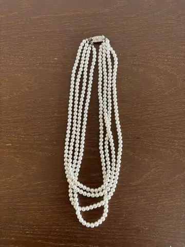 펄 목걸이 실버 클로징 약 45cm