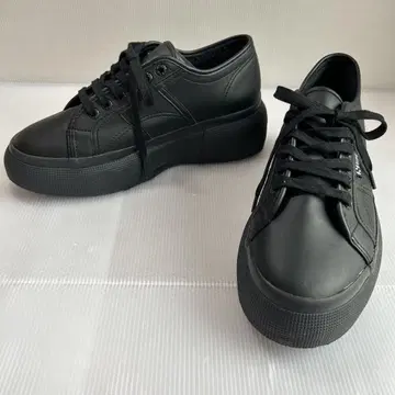 미사용 SUPERGA emmi 스니커즈 올 블랙 통굽 25
