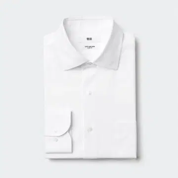 미사용급 슈퍼 논아이론 슬림 셔츠 L 화이트 유니클로 세미 와이드