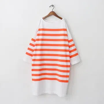 SARO 구매 maillot 마이요 보더 원피스 화이트 x 하이 오렌지