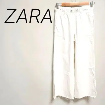 ZARA 화이트 와이드 팬츠 프린지 마감 사이즈 11-12 포켓