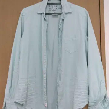 새상품급 프랭크앤아이린 발리 컬러 데님 셔츠 데미지 가공 M