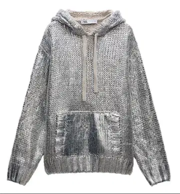[ ZARA ] 메탈릭 니트 후드티