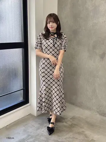 evelyn 에블린 체크컷OP 베이지