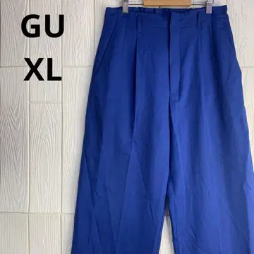 GU 파랑 와이드 팬츠 허리밴딩 XL 사이즈 폴리에스테르 100%