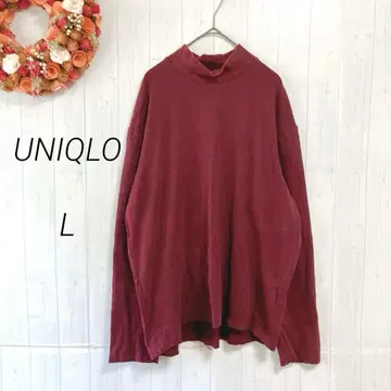 UNIQLO 소프트 터치 모크넥 긴팔 T셔츠 버건디 L 남성용