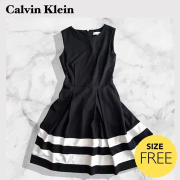 Calvin Klein 플레어 원피스 블랙 x 화이트