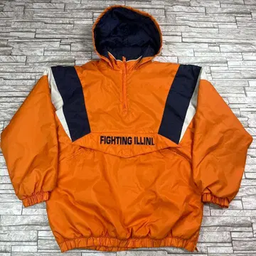 90s Reebok 일리노이 대학 충전솜 하프 지퍼 자켓 칼리지 로고