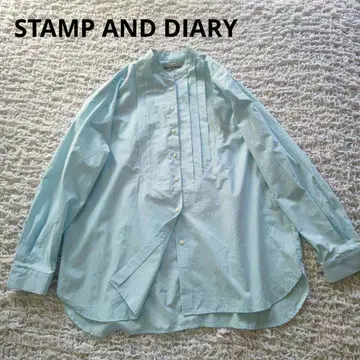 STAMP AND DIARY 스탠드 카라 턱 셔츠 일본제 프리 스카이블루