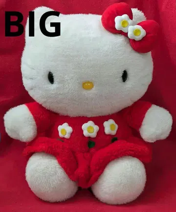레어 카오하나 헬로키티 BIG 봉제 인형 레트로 산리오 빨간색 드레스
