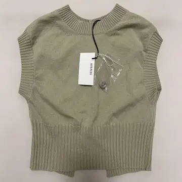 AURALEE DRY COTTON KNIT VEST LIGHT GREEN