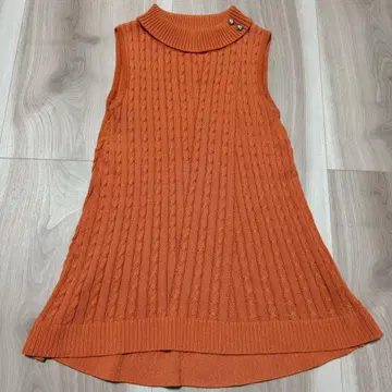 [새상품급] 르네 슬리브리스 니트 탑 원피스 오렌지 면 린넨