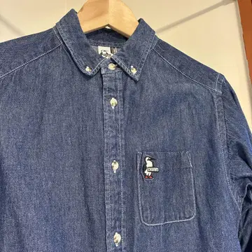 CHUMS 데님 셔츠 원피스 긴팔 기장 약 100