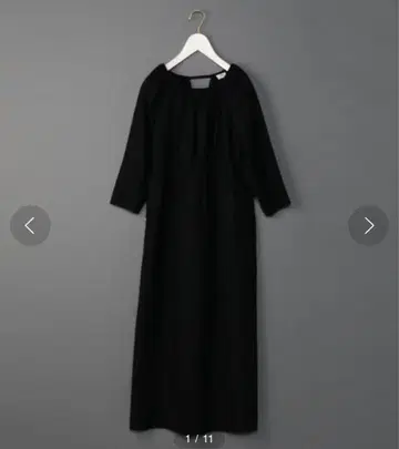 6(ROKU) GEORGETTE 백 V 원피스 블랙