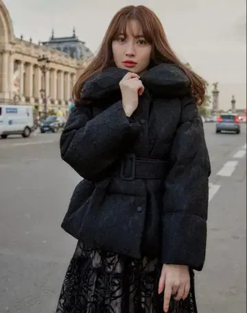 Lace Shell Belted Down Jacket herlipto