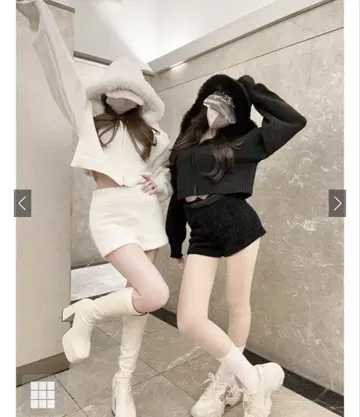 GRL an1497 후드 퍼 니트 후드티 차콜