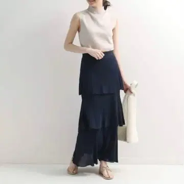 하자품 NOBLE 샤이니 얀 니트 캉캉 스커트 블루 F