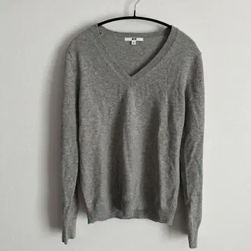 UNIQLO 유니클로 캐시미어 100% V넥 스웨터 그레이 L 사이즈