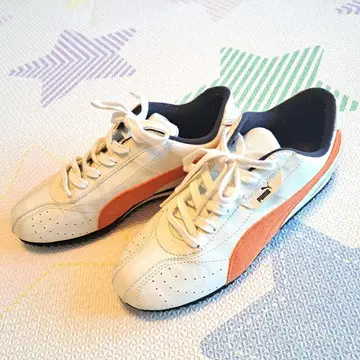 PUMA 화이트/오렌지 스니커즈 푸마 합성피혁? 화이트 레어 레트로