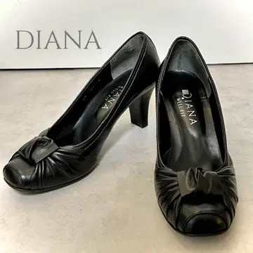 DIANA 펌프스 24cm 블랙 리본 스퀘어토 WELLFIT