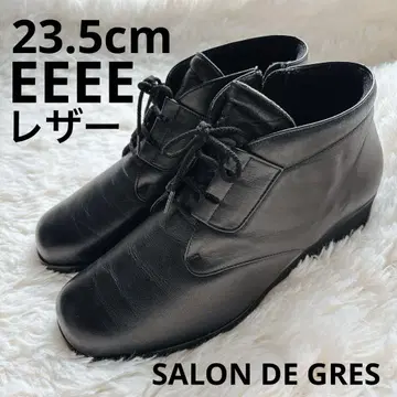 새상품급 블랙 가죽 레이스업 부츠 23.5 신발 SALON DE GRES