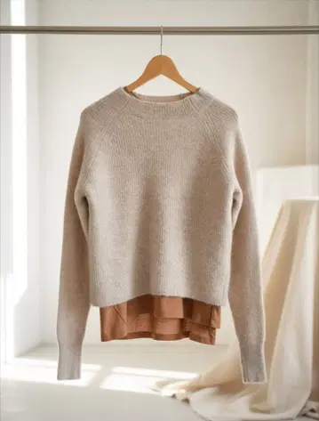 베이지 화이트 니트 가을/겨울 니트 긴팔 베이지 화이트 니트 라쿤