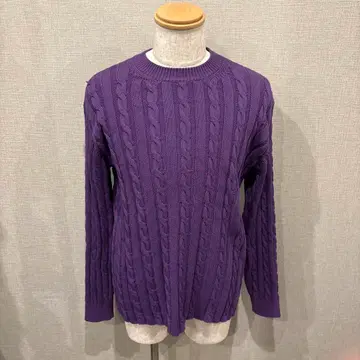 AURALEE 보라색 케이블 니트 스웨터 A23SV01CN
