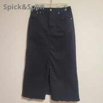 스픽 앤 스팬 코튼 치노 맥시 스커트 롱 슬릿 스트레치