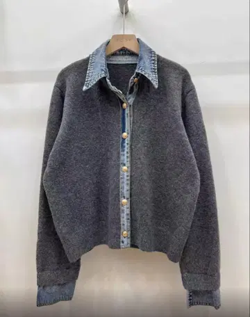 이소재 데님 가디건 버튼 가을 코디