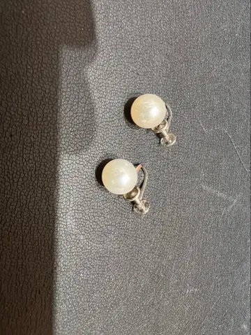 금 K14WG 각인 펄 귀찌 고급 포멀 화이트 골드