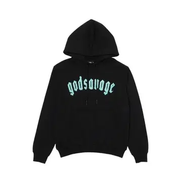 god savage 후드 부착 후드티 블랙