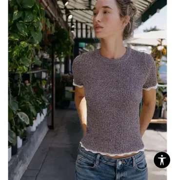 ZARA CONTRAST KNIT T-SHIRT L 사이즈