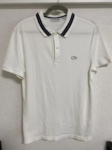 Lacoste 화이트 피케 셔츠 (화이트) 스트라이프 옷깃