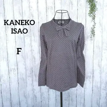 카네코 이사오/티셔츠 도트 리본 긴팔 상의 면100 모브 F