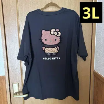 일광화상 키티 갸루 키티 사가 자수 블랙 레오파드 무늬 3L 빅 사이즈
