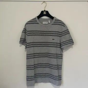LACOSTE 라코스테 T셔츠 보더 그레이 US